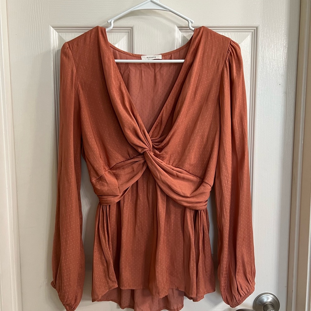 Pleione Terracotta Twist Front Blouse